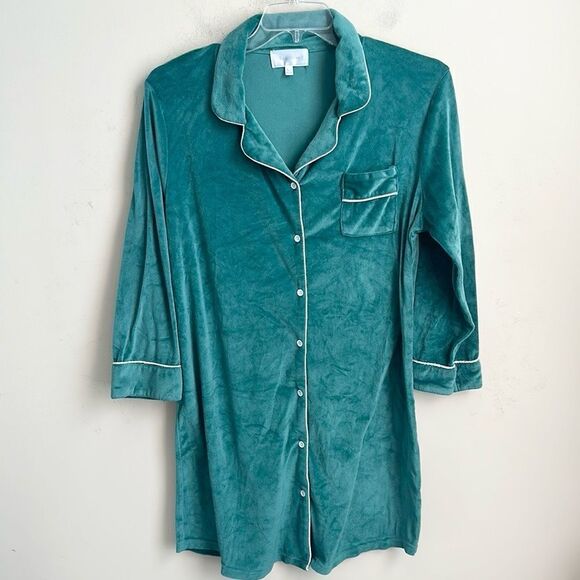 Body Touch Green Velour Sleep Shirt L - Picture 1 of 7